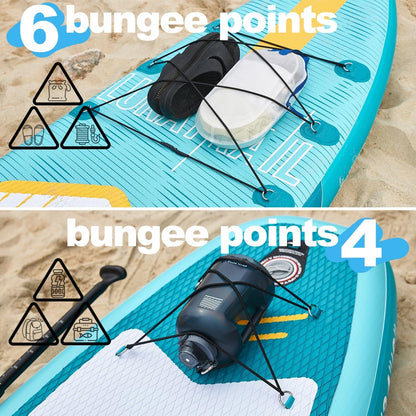 【11'×34"】 Extra Long/Extra Wide Premium Inflatable Stand Up Paddle Board (SUP) – Portable & Lightweight for Yoga, Surfing | Complete Kit with Paddle, Pump, Bag | Durable Design (Light Blue)