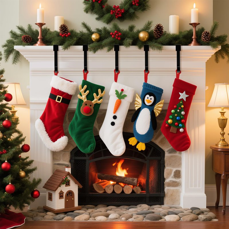 Doitory Christmas Stocking Holder Hanger,4 or 6 Pack Stocking Holders for Fireplace and Mantle for Xmas Holiday Party Decorations