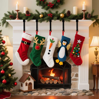 Doitory Christmas Stocking Holder Hanger,4 or 6 Pack Stocking Holders for Fireplace and Mantle for Xmas Holiday Party Decorations