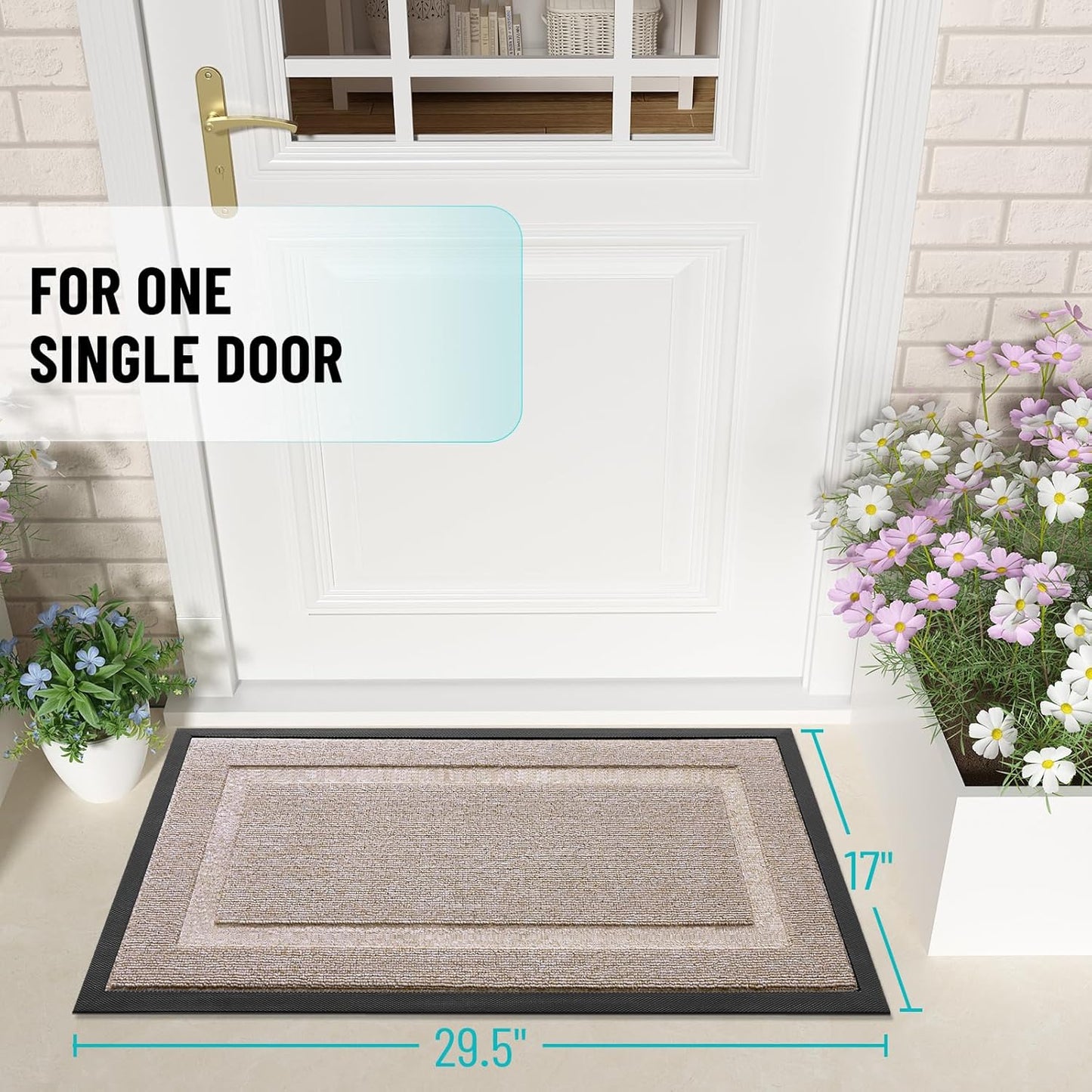 OLANLY Indoor Outdoor Front Door Mat - Waterproof All-Season Doormat | Sturdy Natural Rubber, 29.5x17, Camel