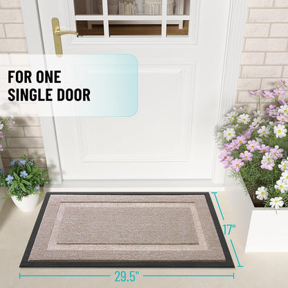 OLANLY Indoor Outdoor Front Door Mat - Waterproof All-Season Doormat | Sturdy Natural Rubber, 29.5x17, Camel