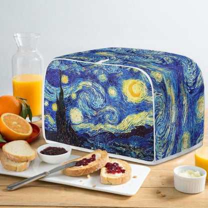 ZFRXIGN Starry Night Toaster Cover for 4 Slice Small Appliance, Washable Blue Dust Cover with Top Handle