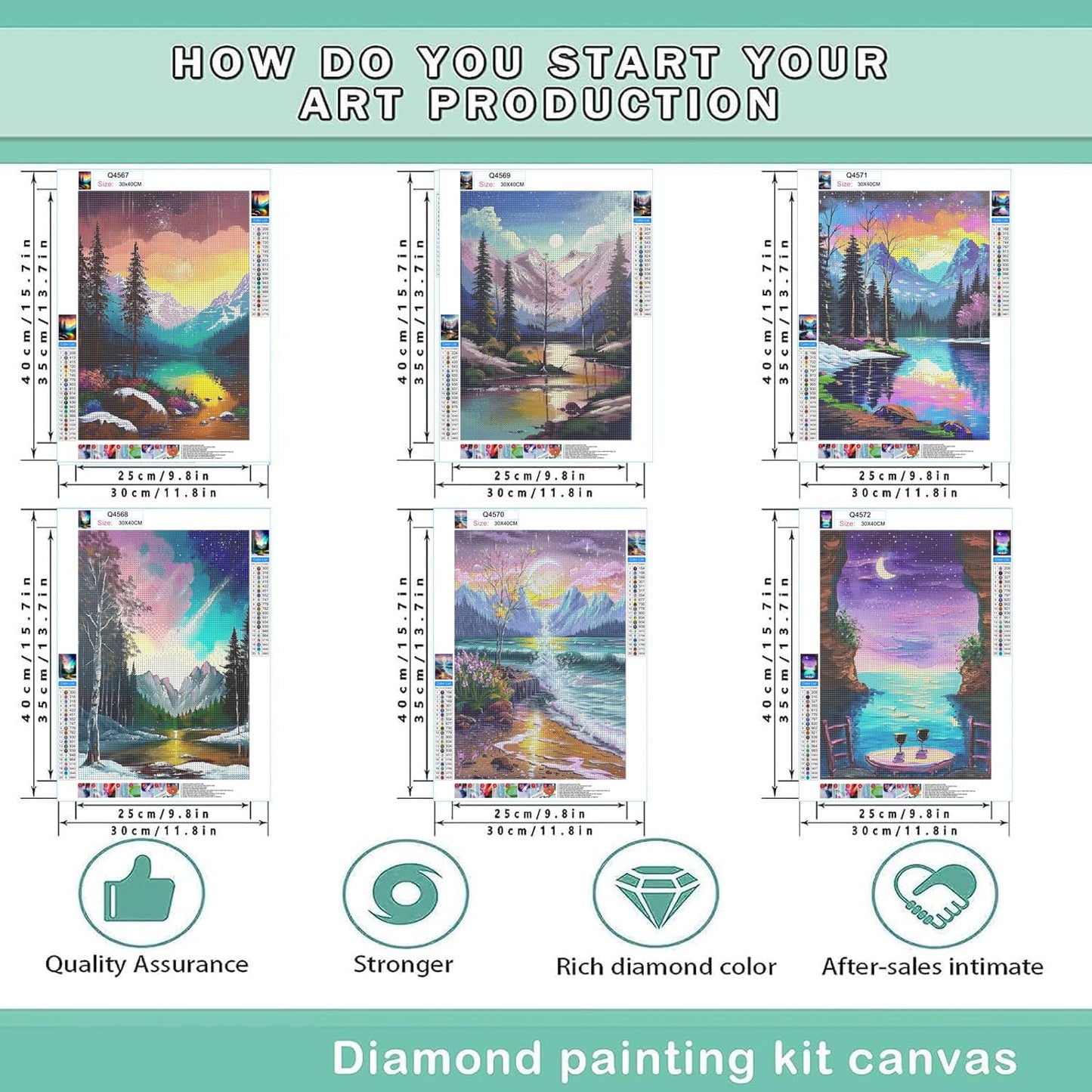 EWJRNSF 5D Diamond Painting Kits for Adults Beginners, Diamond Arts Kits Diamond Art Sets,Gem Painting Arts & Crafts Home Wall Decoration 11.8x15.7 Inches 6 Pack Landscape