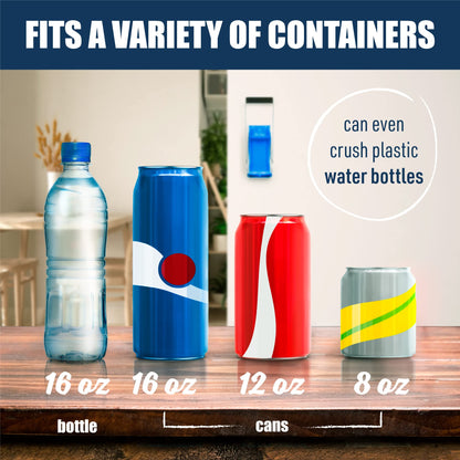 Mckay 16 Oz. and 12 Oz. Metal Can Crusher, Can Crusher Wall Mounted, Can Crushers for Recycling Wall-Mounted Smasher for Aluminum Seltzer, Soda, Beer Cans and Bottles, Gadgets for Home - Blue