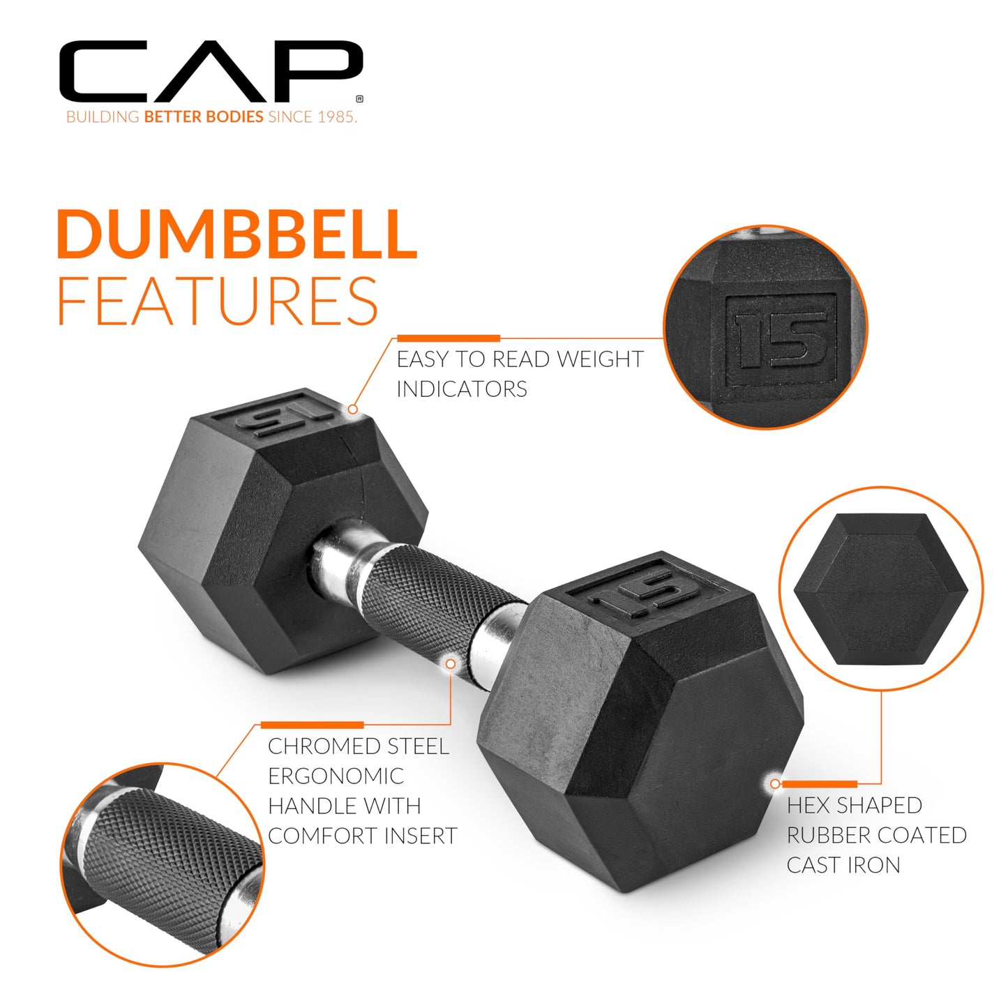 CAP 550 LB Dumbbell Set with 2-Tier Rack, Rubber Hex Weights Dumbbells Set, Home Gym Weight Set for Strength Training, Comfort Grip, Black Rack