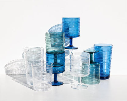 Abode Homewares Beaded 16 oz Durable Acrylic Jumbo Drinking Glasses, Shatter-Resistant and Dishwasher-Safe Indoor/Outdoor Drinkware for Water, Iced Tea, Juice, and Cocktails - Sea Green - Set of 6