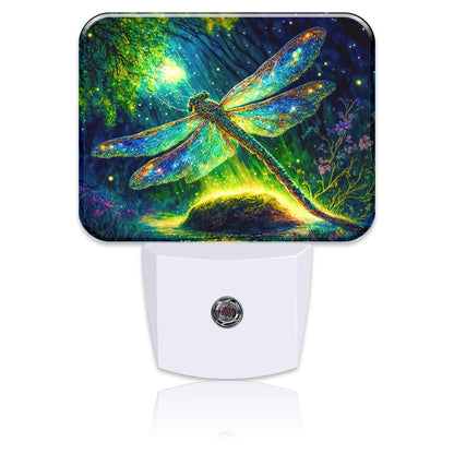 Uiaoiais Glowing Dragonfly Plug in Night Lights, Fantastic Enchanted Forest Nightlight Plug Into Wall Dusk to Dawn Sensor for Kid Girls Boys Women Men Bedroom,Hallway,Kitchen,Bathroom,Stairs Decor