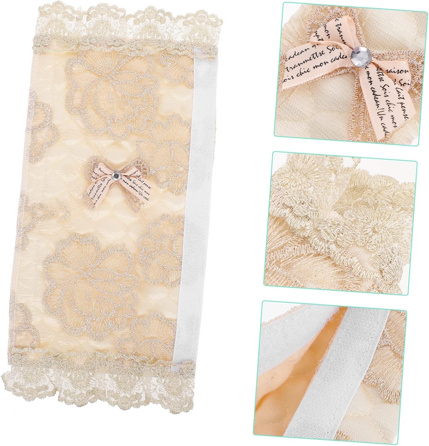 6pcs Refrigerator Handle Gloves, Lace Gloves Door Handle Covers for Appliances, Kitchen Appliance Cover, Beige Fabric