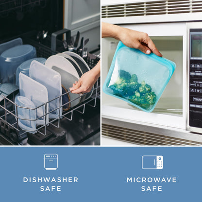 Stasher Silicone Reusable Food Storage Bag, Stand-Up Mid Silicone Bag, Meal Prep, Reusable Freezer Bag, Microwave, Dishwasher, Oven Safe, Sous Vide, Eco Friendly, Food Storage Bag, 56 oz, Clear