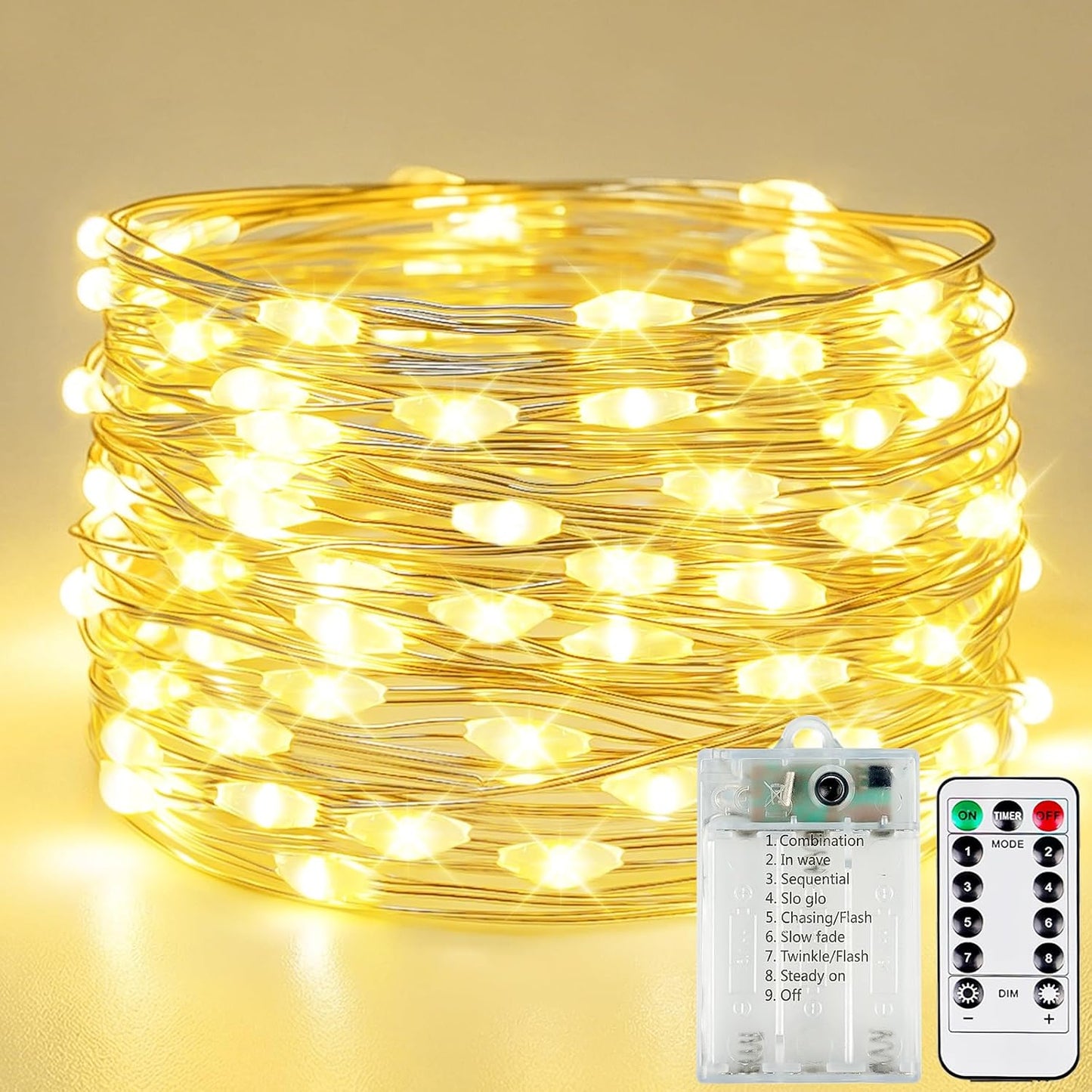26FT 80 1 Pack 8 LED Fairy Lights Battery Operated with Remote Control & Timer, String Lights Outdoor Indoor, Modes