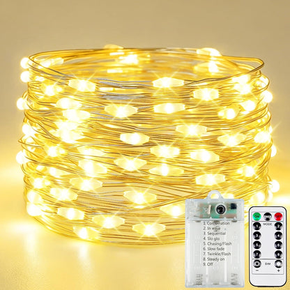 26FT 80 1 Pack 8 LED Fairy Lights Battery Operated with Remote Control & Timer, String Lights Outdoor Indoor, Modes