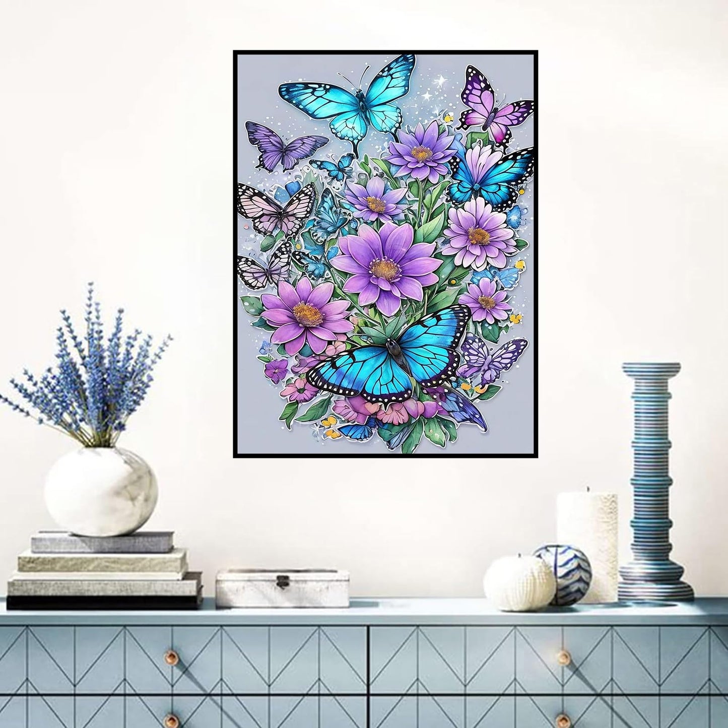 Benjenes 3PCS Spring Diamond Art Kits for Adults, Butterfly Diamond Painting Kits for Adults, 5D DIY Round Drill Gem Art Paint with Diamonds Dots Crafts Kits for Home Decor Gift 12x16 inch