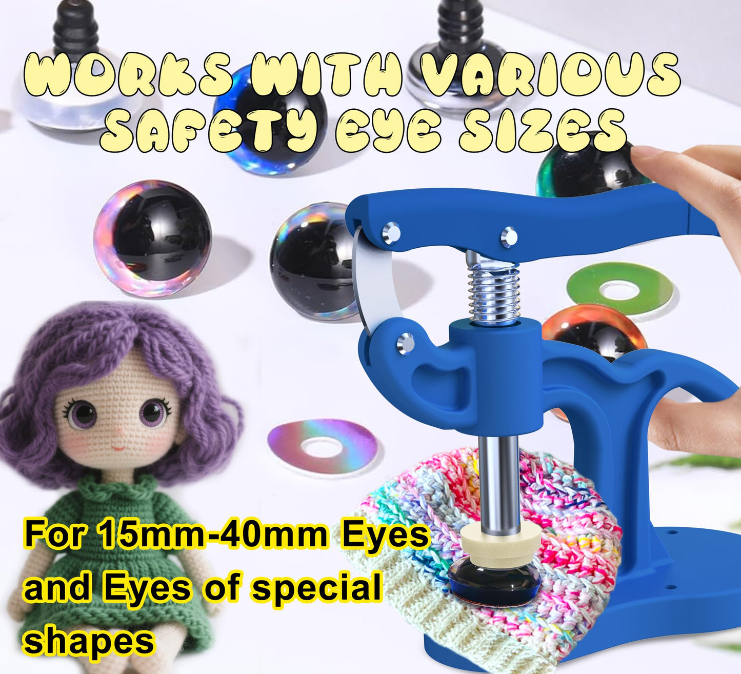 GEOCCI Safety Eye Tool Large Size Safety Eye Install Tool for Amigurumi Crochet & Stuffed 5-45mm Animal Eyes Making Supplies Tool It is More Helpful for Large Special Safety Eyes（1PCS）
