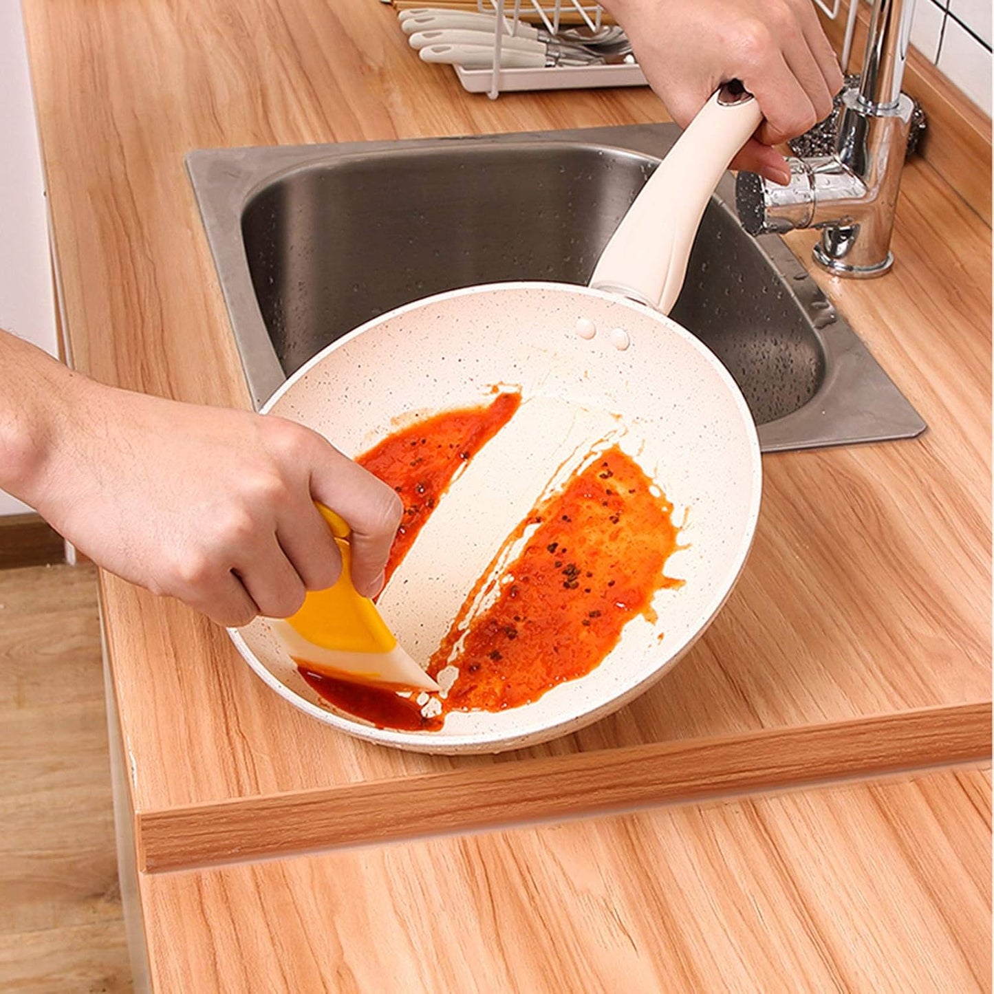 MXY Kitchen Silicone Spatula Pack of 1 PC for Dirty Fry Pan Dish Pot Washing Scraper Cleaning Brush