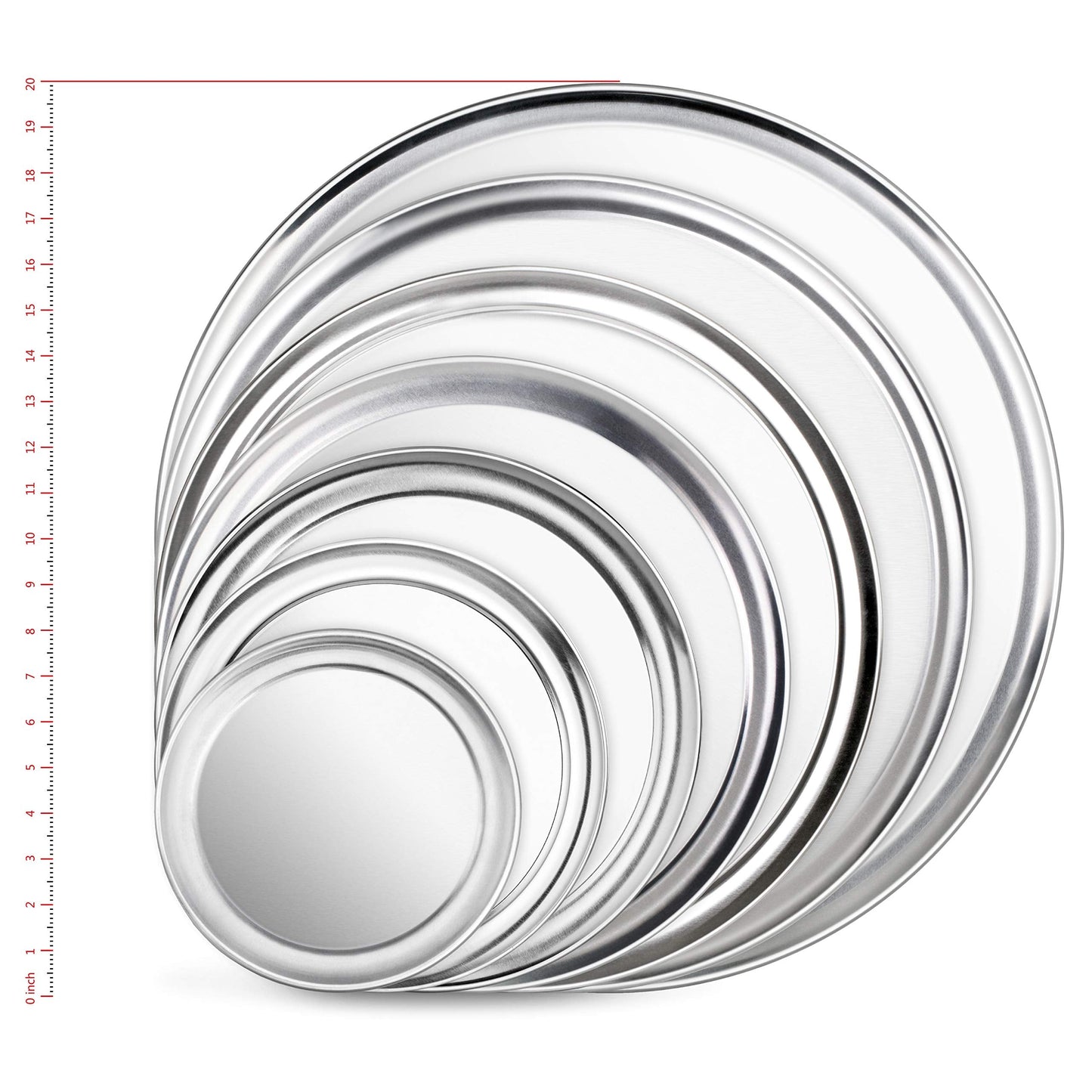 New Star Foodservice Restaurant-Grade Aluminum Pizza Pan/Tray, Wide Rim, 18 Inch, Pack of 6