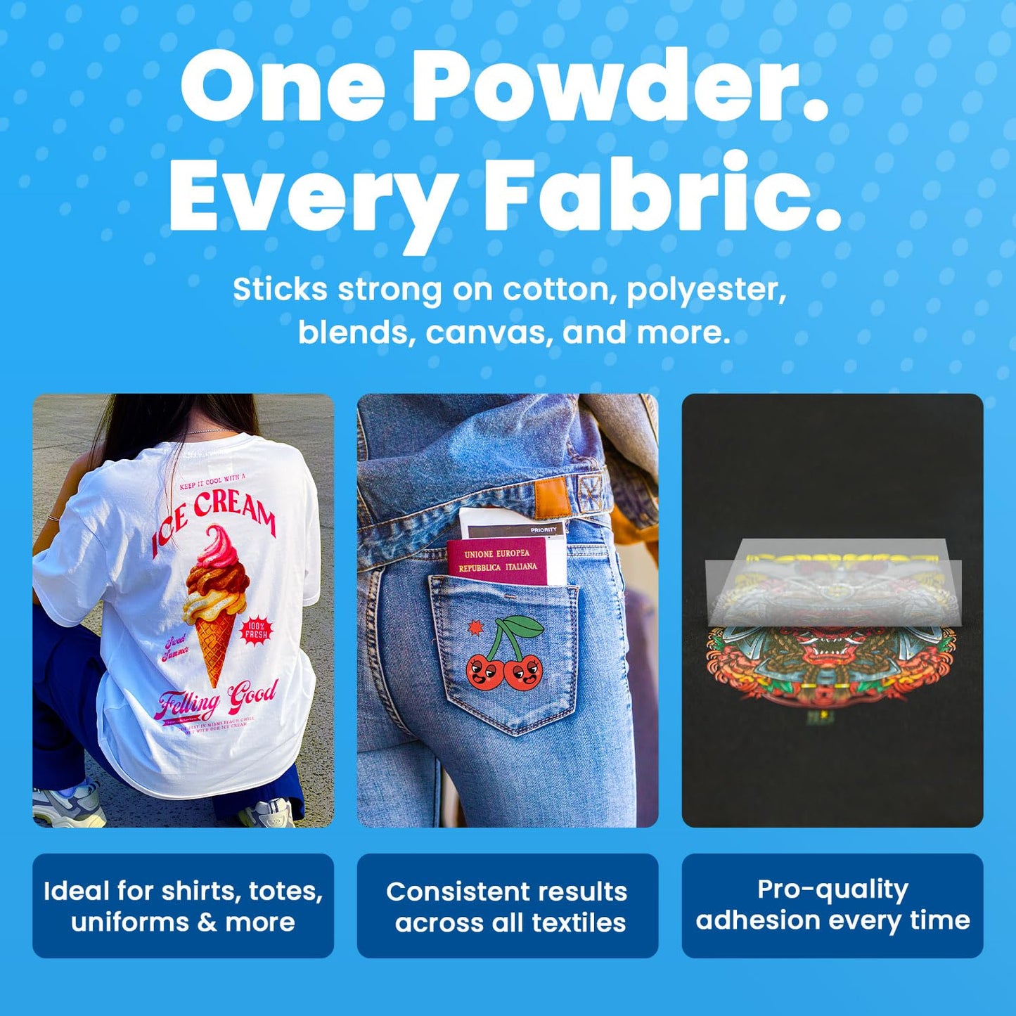 DTF Powder Premium 2.2 lbs (1KG / 35.3 oz) – Hot Melt Adhesive for DTF Heat Transfers – for Thin & Lightweight Fabrics – Soft & Strong Adhesion – Clump-Free Formula – Crack & Wash Resistant