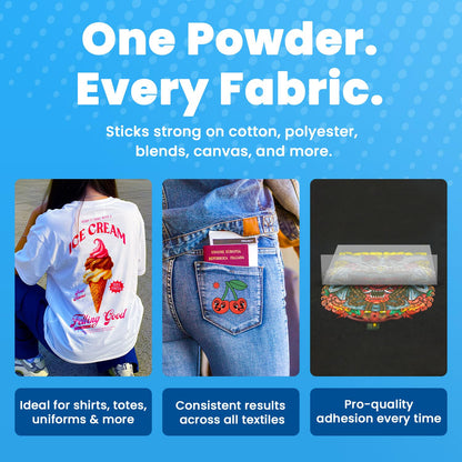 DTF Powder Premium 2.2 lbs (1KG / 35.3 oz) – Hot Melt Adhesive for DTF Heat Transfers – for Thin & Lightweight Fabrics – Soft & Strong Adhesion – Clump-Free Formula – Crack & Wash Resistant