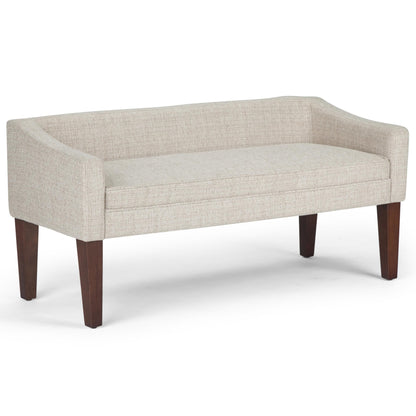 SIMPLIHOME Parris Upholstered Bench - 50 inch Wide Upholstered Hallway Seat in Platinum, Contemporary Bench for Entryway or Living Room with Tufted Cushion, Solid Wood Legs and Sleek Profile