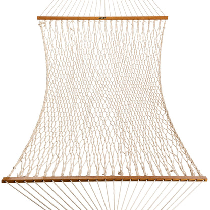 Original Pawleys Island Deluxe Oatmeal DuraCord Rope Hammock – 13 ft. x 60 in., 2-Person, 450 lb Capacity, Oak Spreader Bar, Zinc-Plated Hardware, Handcrafted in the USA