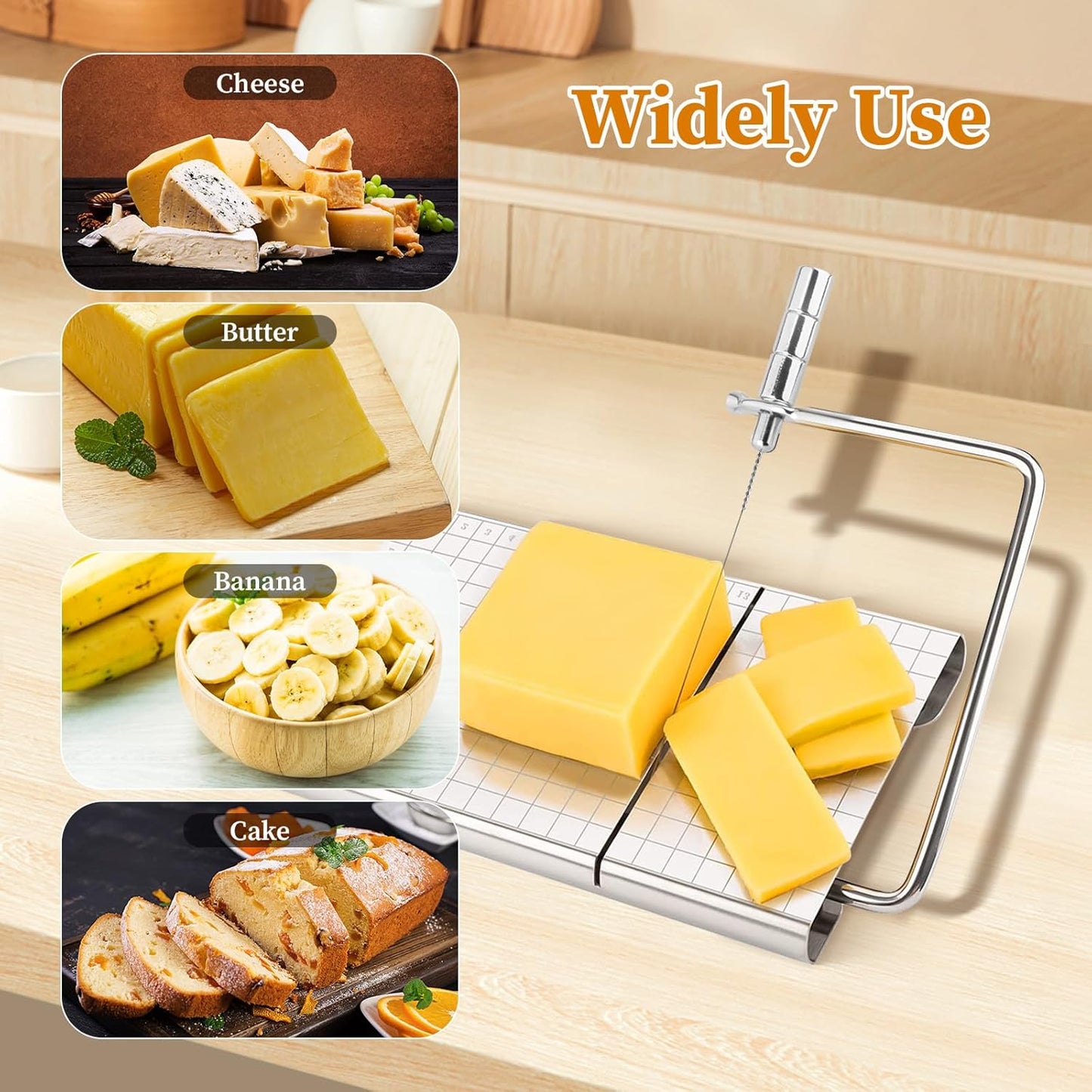 Cheese Slicer Cutter Accessories, Sturdy Steel Wire Butter Slicer for Kitchen, 6 inch