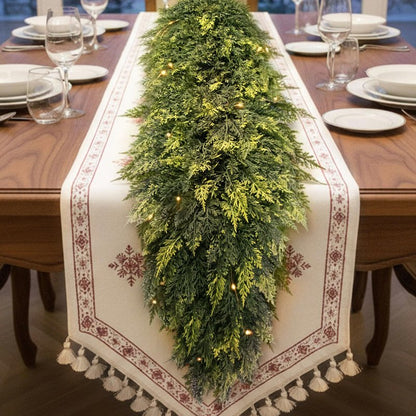 F.ZEGAO 6FT Christmas Cedar Garland Thick & Lush, Real Touch Faux Greenery Christmas Garland for Mantle, Fireplace, Porch, Outdoor & Indoor Holiday Decorations, Not Include Light String (1 Pcs)