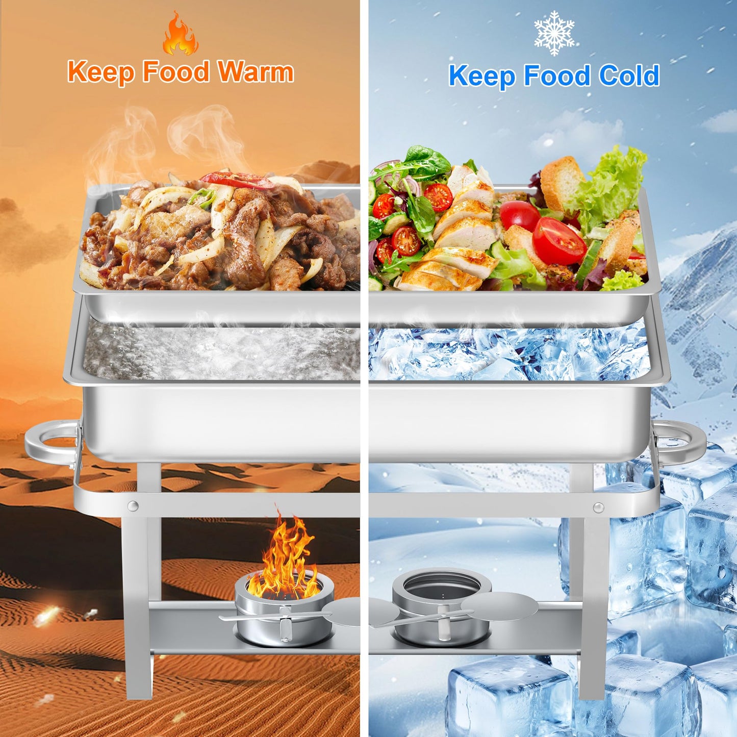 HARDURA Chafing Dish Buffet Set 4 Pack, 9.5QT Stainless Steel Chafing Dish with Lids, More Than 4 Hours of Insulation, Chafing Dishes for Buffet Servers and Warmers, Ideal for Any Party