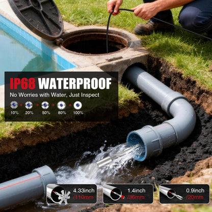 Self-Leveling Sewer Camera with 512Hz Locator, Distance Counter, 7mm Semi-Rigid Cable, 9 Inch 1080P IPS Screen, 23mm Waterproof Pipe Inspection Camera (200ft/60m)