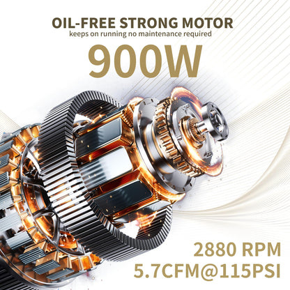 MZB 6.4 Gallon Ultra Quiet Air Compressor 110V/60Hz Steel Tanks Oil-Free 70dB Noise Level Air Compressor with Wheels for Spray Painting, Auto Repair, Carpentry Decoration