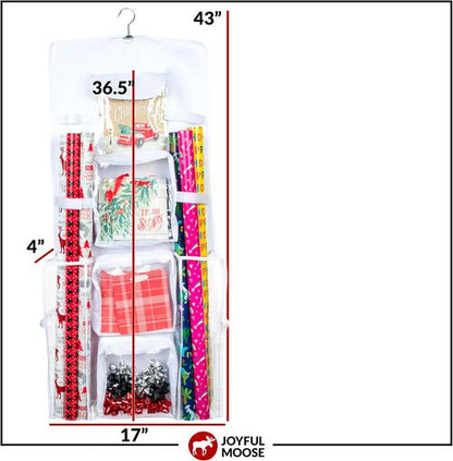 Joyful Moose Gift Bag Organizer - Christmas Wrapping Paper Storage Container | Black Color