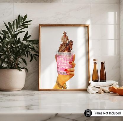 11x14 Poster Master Cocktail Print - Retro Western Cowboy Poster - Wild West Collage Art - Kitchen Wall Design