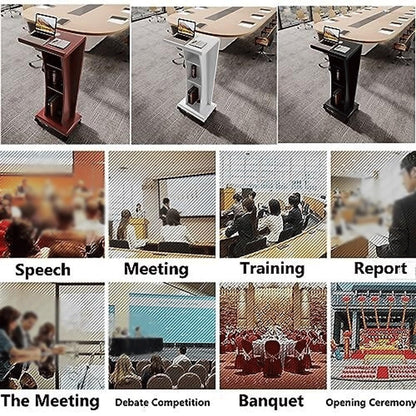 KrrNFYSG Classrooms Podium Stand Wooden Lectern for Churches Events Pulpit Desk Floor-Standing Hostess Stand Reception Presentations Table