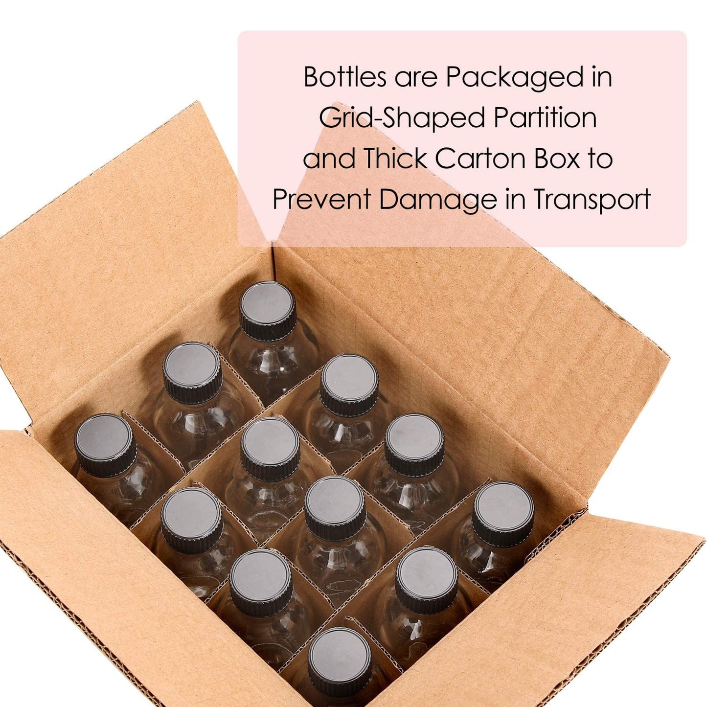 AOZITA 12 Pack, 2 oz Small Clear Glass Bottles w/Lid & 3 Funnels - 60ml Boston Shot Bottles for Health, Immunity, Potion, Wellness, Sample, Ginger, Juice - Mini Personal Care & Beauty Travel Bottle
