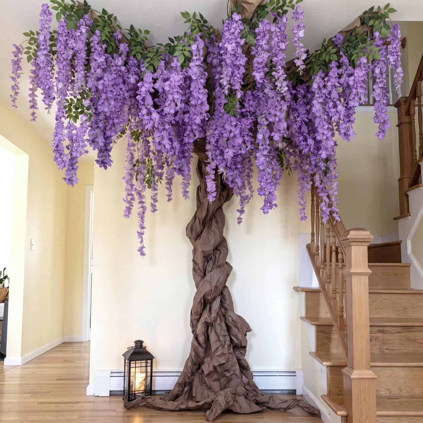 Giegxin DIY Wisteria Tree Hanging Flowers Branches 3D Paper Blossom Tree for Home Classroom Wall Spring Decor Fake Ceiling Flowers 20 Wisteria Branches for Indoor Bedroom Forest Background(Pruple)