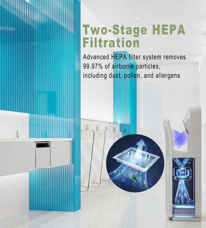 FEEGOO Commercial Vertical Hand Dryer – High-Speed Drying with HEPA Filtration & Stable Operation for Offices, Restrooms & High-Traffic Facilities,Silver