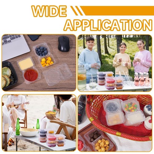 Fracurs Snack Containers 25PCS Reusable Snack Containers with Lids, Snackle Box Container Portion Control, Double Compartment Snacks Containers for Travel On to Go Sauce Snack Pack Containers for Kids