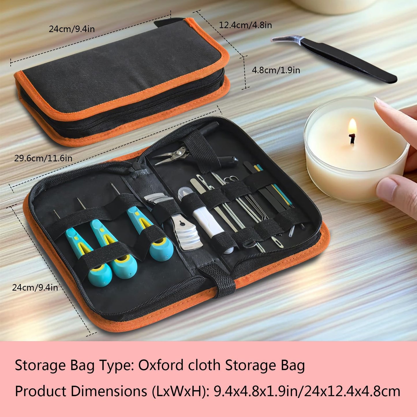 Candle Making Kit for Adults Beginners with Storage Bag, Candle Making Supplies Used for Punching and Inserting Candle Mold Wicks, Candle Making Tools Including Punching Needle with Hook and Large Eye