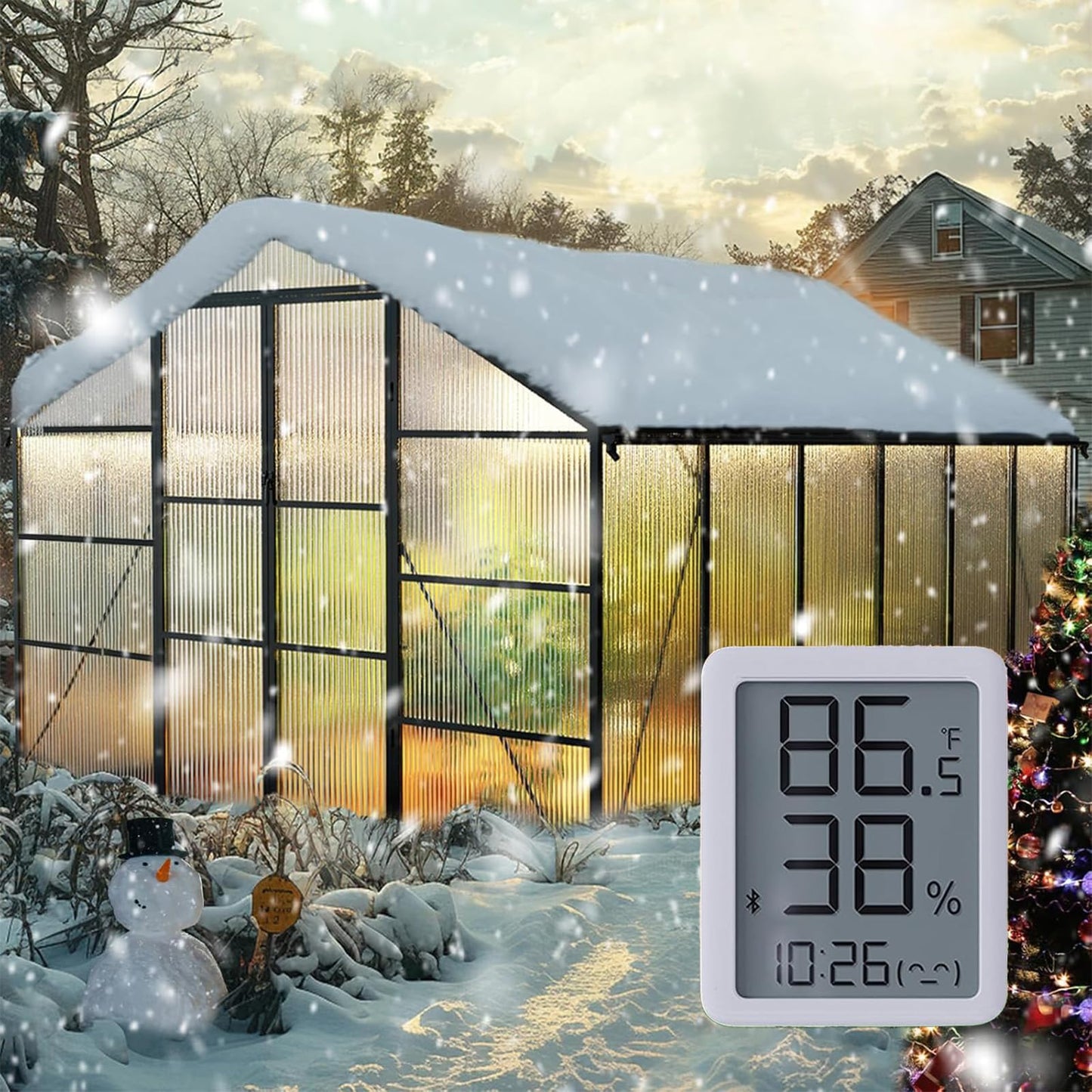 10X12FT Greenhouse for Outdoors with Electronic Thermometers, Green Houses for Outside Heavy Duty with Aluminum Frame Withstands Strong Wind or Snow, Large Walk-in Greenhouse for Backyard or Garden