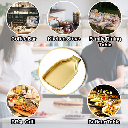 BETTWILL Gold Spoon Rest For Stove up, Stainless Steel Spoon Rest For Kitchen Counter, Large Kitchen Spoon Holder with Square Bottom, Spatula Spoon Ladle Utensil Holder, Heavy Duty.
