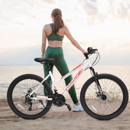 Ecarpat Women's Mountain Bike 24/26 Inch Wheels, 21-Speed Trail Commuter City Mountain Bikes, 15"/17" Carbon Steel Frame Female Bicycles Disc Brakes Front Fork