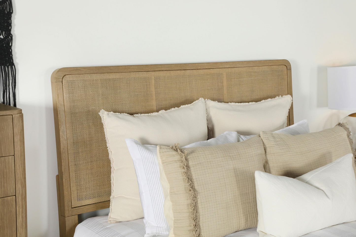 Coaster Home Furnishings - Arini - Wood - Rattan Eastern King Panel Bed with Woven Cane, Metal Tube Legs, and Tall Headboard - Bedroom - Sand Wash and Natural Cane - 224300KE
