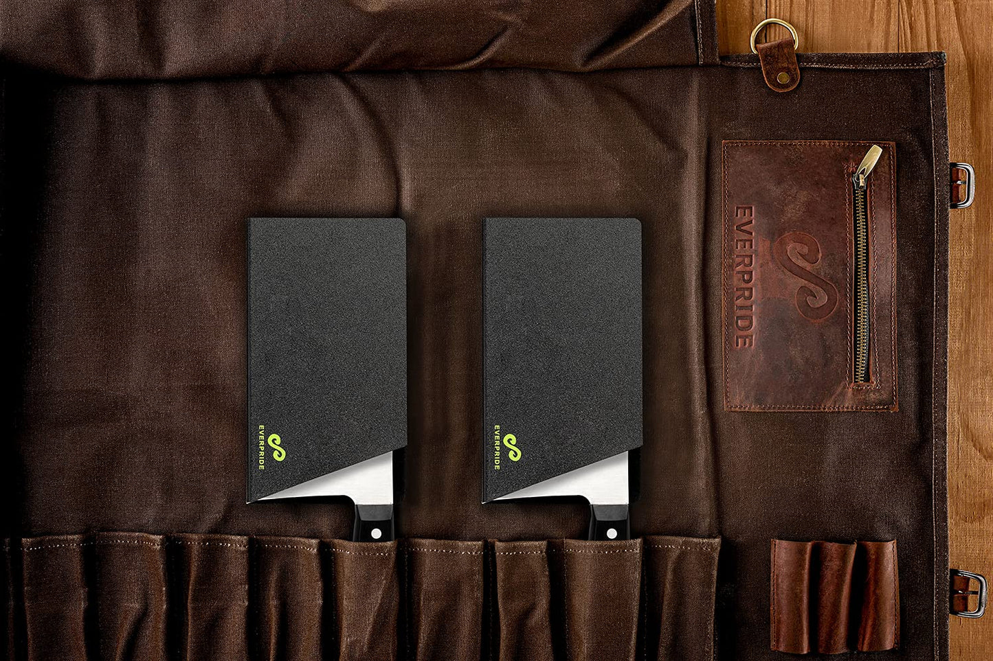 EVERPRIDE Butcher Chef Knife Edge Guards (2-Piece Set) Wide Knives Blade Edge Protectors - Meat Cleaver Knife Sheath Set - BPA-Free Chef Knife Covers Fits Blades Up To 8” x 4” – Knives Not Included