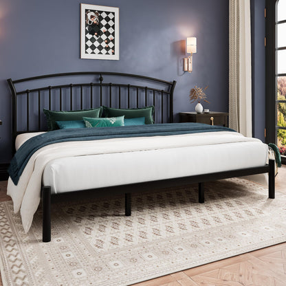 Einhomn King Size Bed Frame, Classic Black Metal Bed Frame with 12" Under-Bed Storage, Heavy Duty Steel Slat Support, Noise-Free, No Box Spring Needed, Easy Assembly