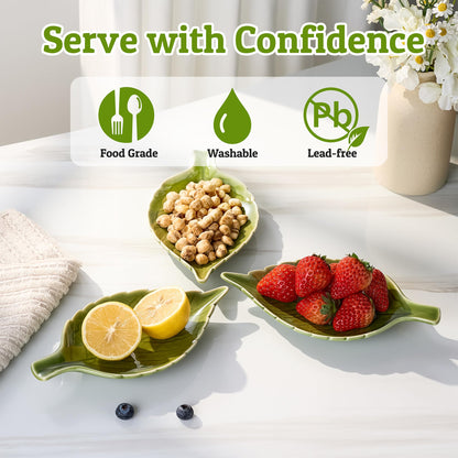 Ceramic Leaf Spoon Rest - Cute Green Cooking Spoon Holder for Stove Top & Kitchen Counter, Heat Resistant Spatula & Utensil Rest, Unique Kitchen Decor Gift, 1 Pack