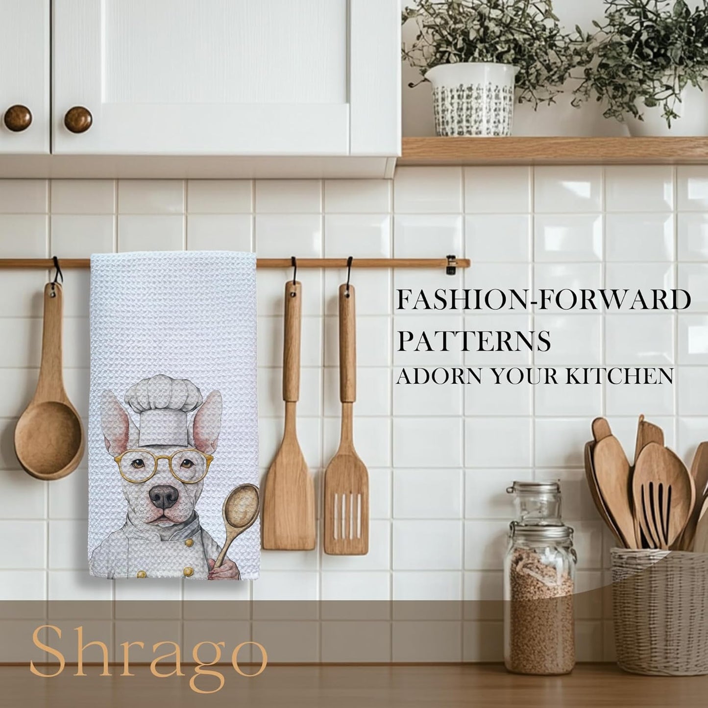 Shrago 16x24 Inch Funny Bull Terrier Dog Kitchen Towels, Bull Terrier Gifts for Women Dish Tea Towels for Kitchen, Dog