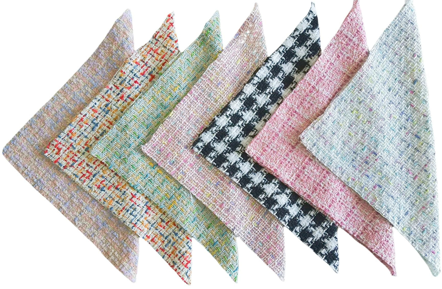 7pcs 12X12 Inches Metallic Thread Tweed Fabric Craft Bundle Squares Patchwork DIY Handmade Material Set Bundle Home Crafts Sewing Scrapbooking Quilting