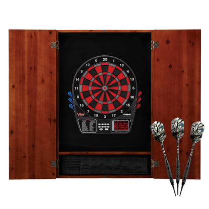 Viper by GLD Products Metropolitan Solid Wood Cabinet & Electronic Dartboard Play-Ready Bundle: Deluxe Set (797 Dartboard and Darts), Cinnamon Finish, One Size