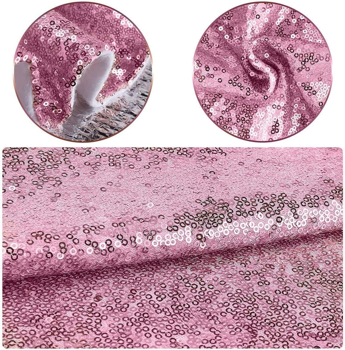 Pink Christmas Tree Skirt, 48 inch Large Sequin Xmas Tree Mat, Double Layers Glitter Decorations for 7.5 Ft Tree