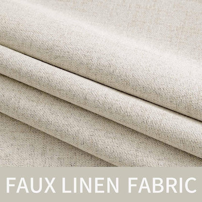 MIULEE Linen Texture Curtains - 100% Blackout Thermal Insulated Drapes | Beige, 52x45 Inch (2 Panels)