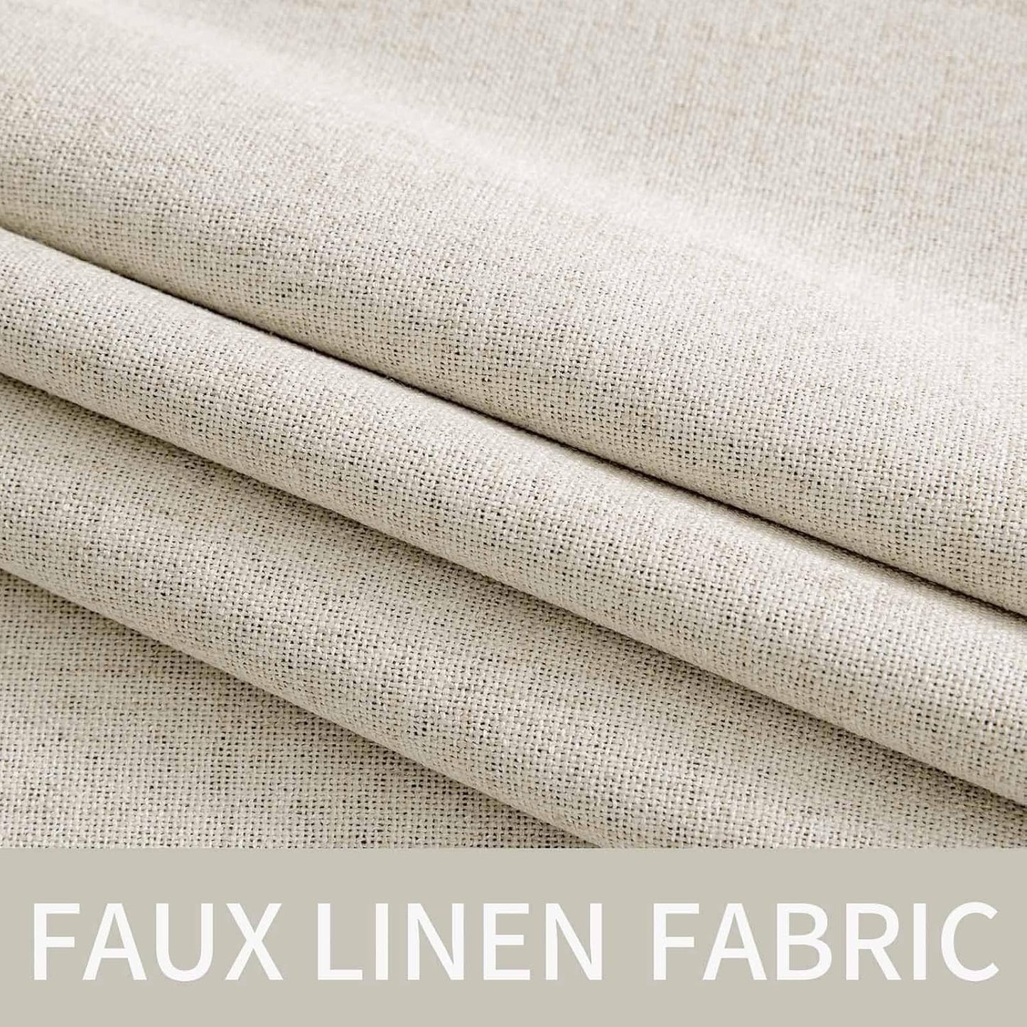 MIULEE Linen Curtains - 100% Blackout Thermal Insulated Drapes | Beige, 52x96 Inch (2 Panels)