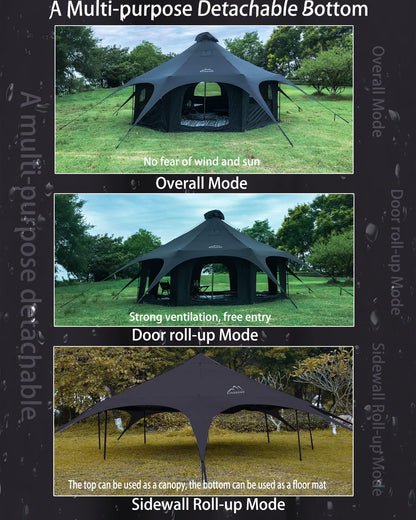 Kanggogo 5M Cotton Canvas Tent Bell - Yurts with Stove Jack，16.4ft*High9.2ft ，Breathable and Windproof,Glamping for 6/8/10Person Family Camping (8-10 People)